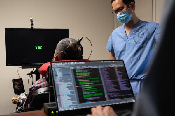 Dr. Eddie Chang, a neurosurgeon at the University of California, San Francisco Medical School helped Pancho, a man paralyzed since age 20, speak through an implant in his brain that connects to a computer program.